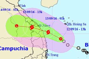 Bão giật cấp 10 hướng vào Đà Nẵng-Quảng Ngãi