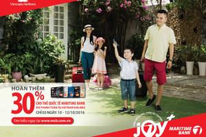 Ưu đãi gần 40% khi mua vé Vietnam Airlines bằng thẻ quốc tế Maritime Bank 