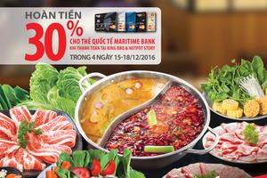 Thưởng thức ẩm thực Châu Á với ưu đãi hoàn tiền 30% cho chủ thẻ quốc tế Maritime Bank