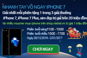 Ông già Noel phát miễn phí Iphone 7 Plus trên Shop.viettel.vn