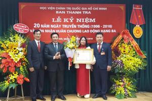  Ban Thanh tra Học viện Chính trị Quốc gia Hồ Chí Minh đón nhận Huân chương Lao động hạng Ba