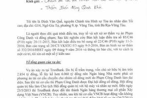 Nguyên Chánh tòa Hình sự Đinh Văn Quế tiếp tục kiến nghị