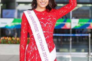 Lệ Hằng diện đầm đỏ rạng rỡ lên đường thi Miss Universe 2016