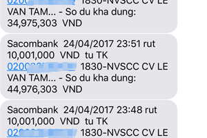 Khách báo mất 94 triệu trong tài khoản ngân hàng