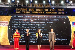 BIDV đứng thứ nhất trong Top 10 DN thương mại dịch vụ xuất sắc