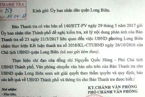 Long Biên, Hà Nội:  Chậm thực hiện chỉ đạo của TP