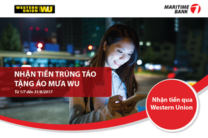 Nhận tiền qua Western Union tại Maritime Bank trúng Iphone 7 