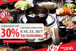 Giảm 30% hóa đơn cho chủ thẻ quốc tế Maritime Bank tại SumoBBQ