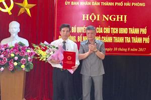 Ông Bùi Hùng Thiện được bổ nhiệm làm Phó Chánh Thanh tra Hải Phòng