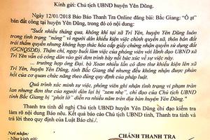 Yêu cầu UBND huyện Yên Dũng kiểm tra nội dung báo nêu