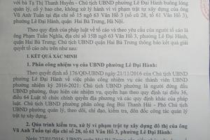 Yêu cầu UBND quận Hai Bà Trưng báo cáo trước ngày 10/01/2018