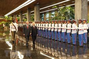 Chủ tịch Cuba đón, hội đàm với Tổng Bí thư Nguyễn Phú Trọng