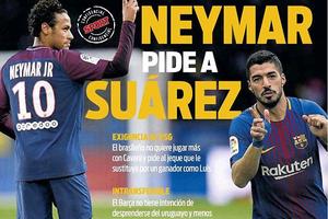 Neymar yêu cầu PSG bán Cavani mua Suarez?