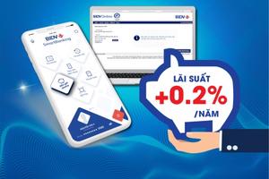 Cộng tới 0,2% lãi suất khi gửi tiết kiệm online tại BIDV  