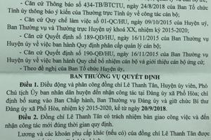 Huyện ủy Đức Phổ lại vi phạm công tác điều động cán bộ