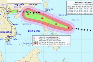 Đêm 16/9, siêu bão Mangkhut vào vịnh Bắc bộ sẽ gây gió giật cấp 14-15