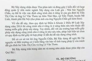 Bộ Xây dựng đề nghị Bộ Tài nguyên và Môi trường phối hợp làm rõ