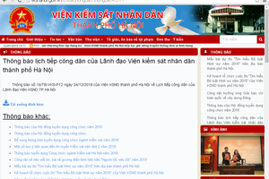 Viện KSND Hà Nội đã công bố lịch tiếp công dân của lãnh đạo Viện