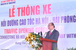 Thủ tướng dự thông xe đường nối cao tốc Hà Nội- Hải Phòng và Cầu Giẽ - Ninh Bình