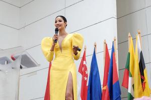 Á hậu Hoàng Thùy lần đầu diễn thuyết bằng tiếng Anh trước 400 người