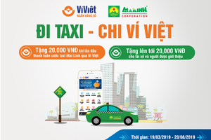 Ví Việt tặng thưởng khách hàng khi thanh toán cước Taxi Mai Linh qua mã QR