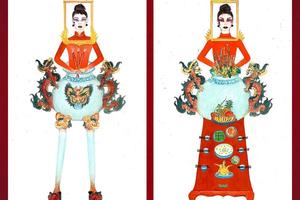 Trang phục 'bàn thờ' thiết kế cho Hoàng Thùy gây tranh cãi dữ dội