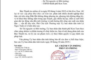 Tỉnh Kon Tum chỉ đạo kiểm tra, xử lý nội dung Báo Thanh tra phản ánh