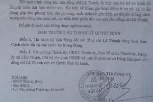 Cách chức vụ Đảng đối với Chủ tịch UBND xã Cẩm Thanh