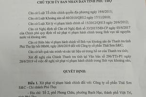 Phú Thọ: Xử phạt công ty khai thác cát 100 triệu đồng 
