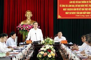 Đoàn kiểm tra của Bộ Chính trị làm việc tại tỉnh Vĩnh Long