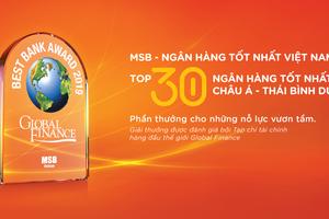 MSB lọt top 30 ngân hàng tốt nhất Châu Á - Thái Bình Dương