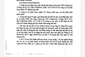 Công ty Cổ phần Dược phẩm TVPharm: Tiềm ẩn nguy cơ từ thuốc không đảm bảo chất lượng