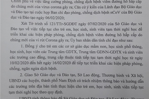 Nam Định: Học sinh, sinh viên nghỉ học thêm 1 tuần để phòng dịch