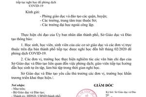 Học sinh, học viên, sinh viên nghỉ học đến hết tháng 2/2020