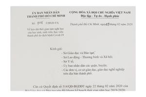 TP Hồ Chí Minh: Học sinh tiếp tục nghỉ học để phòng dịch Covid-19