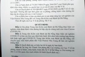 Trung tâm Kiểm soát bệnh tật TP Đà Nẵng được phép xét nghiệm Covid-19