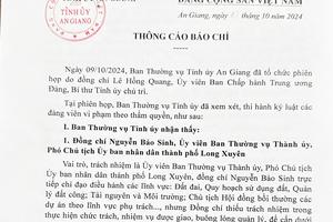 An Giang: Khai trừ ra khỏi Đảng 2 cựu Phó Chủ tịch UBND thành phố Long Xuyên