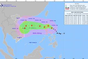 Dự kiến bão Trami sẽ di chuyển vào Biển Đông trưa 24/10