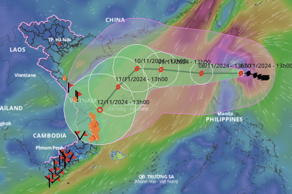 Ngày mai (8/11), Bão Yinxing sẽ đi vào Biển Đông với hướng đi lạ thường