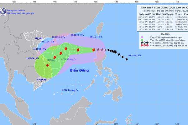 Bão Yinxing giật cấp 17 đã đi vào Biển Đông, trở thành cơn bão số 07