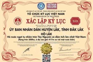 Vụ xác lập hồ Lắk lớn nhất Việt Nam: Động thái bất ngờ của Tổ chức Kỷ lục Việt Nam