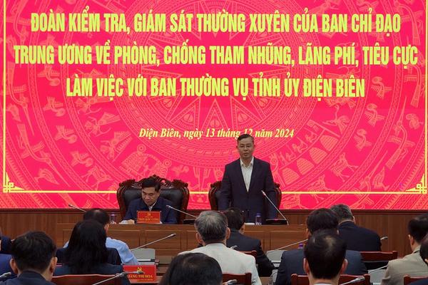 Ban chỉ đạo Trung ương về phòng, chống tham nhũng, lãng phí, tiêu cực làm việc với tỉnh Điện Biên