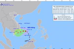 Bão số 10 đang hướng về khu vực từ Phú Yên đến Vũng Tàu