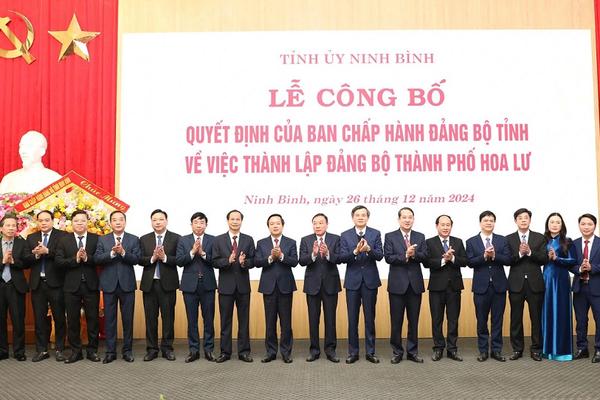 Ninh Bình: Công bố quyết định thành lập Đảng bộ thành phố Hoa Lư