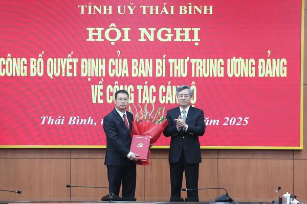 Thái Bình công bố quyết định của Ban Bí thư Trung ương Đảng về công tác cán bộ