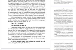 Thanh Hóa: Kết quả kiểm tra dự án Trung tâm đồ gỗ và trang thiết bị nội thất của doanh nghiệp Phú Thịnh