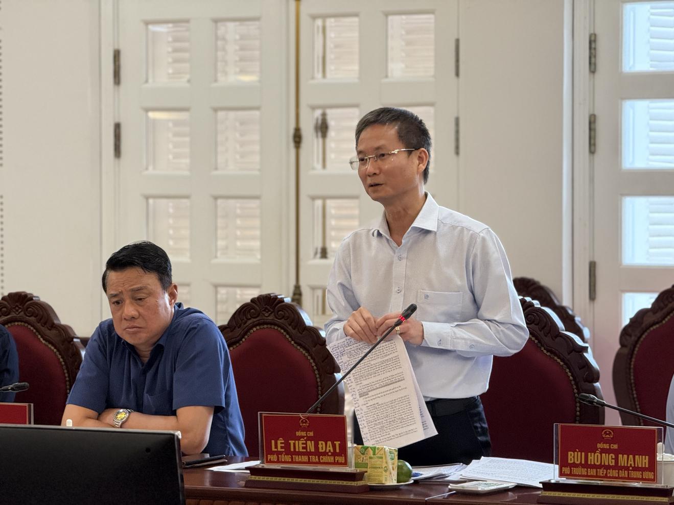 Phó Tổng Thanh tra Chính phủ Lê Tiến Đạt phát biểu tại buổi làm việc. Ảnh: NG 1