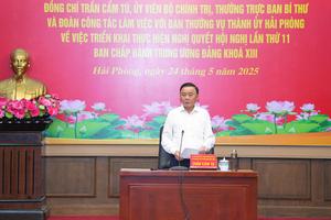 Thường trực Ban Bí thư làm việc Thành ủy Hải Phòng