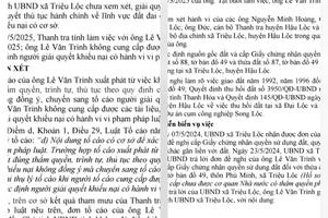 Chủ tịch UBND tỉnh Thanh Hóa không thụ lý giải quyết tố cáo của ông Lê Văn Trình