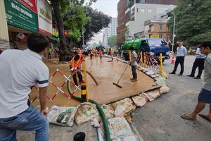 MRB thông tin về sự cố bùn trào khi thi công đường sắt ngầm tại phố Cát Linh